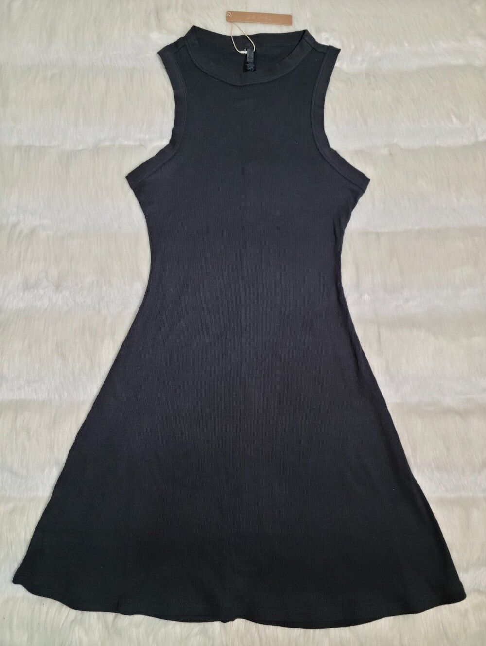 SKIMS Cotton Rib Mini Tank Dress Black Soot Women XS NEW